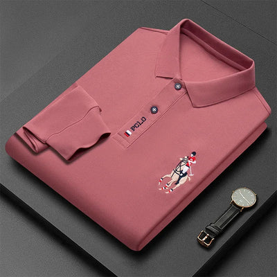 Polo Shirt Men's Long Sleeve Solid Color Lapel Business Formal Shirts Casual Embroidery Comfortable Polos Shirts