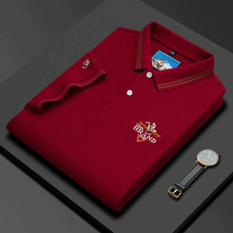 High-end 100% cotton short-sleeved T-shirt men's 2023 summer new fashion embroidery casual Paul POLO shirt lapel men's wear top