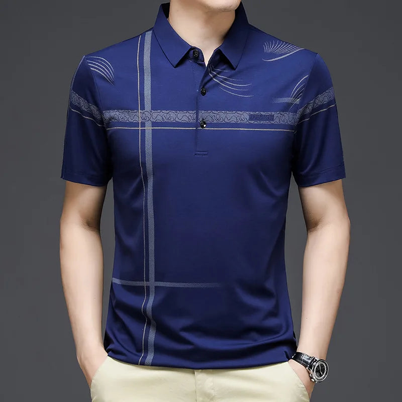 Personalized Pattern Polo Shirt Men's Short Sleeve Business Polo Shirts Male Casual Polo Tee Shirt