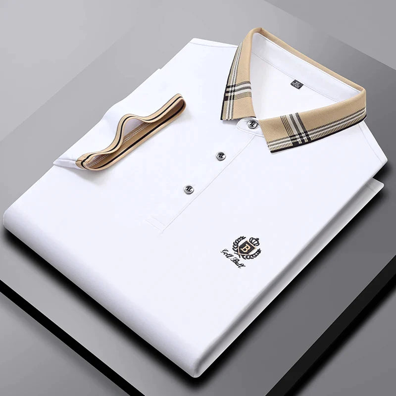 Luxury brand logo embroidered polo shirt men's short sleeved T-shirt 2023 summer fashion business casual high-end Paul shirt Men