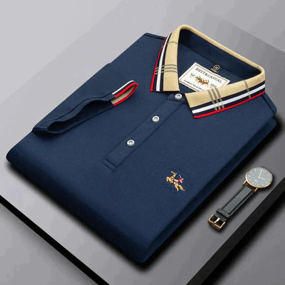 High-end brand embroidered POLO shirt Men's lapel 2023 summer new fashion short-sleeved T-shirt Business casual Paul men's wear