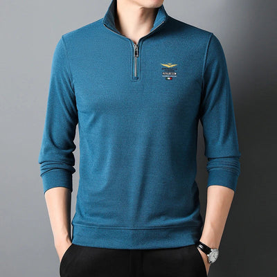 New Polos Men's T Shirt Zipper Polo Shirt Male Fashion Long Sleeve Warm Polo Tee Tops