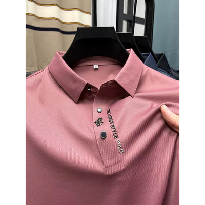 High-end Brand New Summer Solid Color High Quality Short Sleeve Polo Men's Fashion Business Casual Traceless Casual Printing