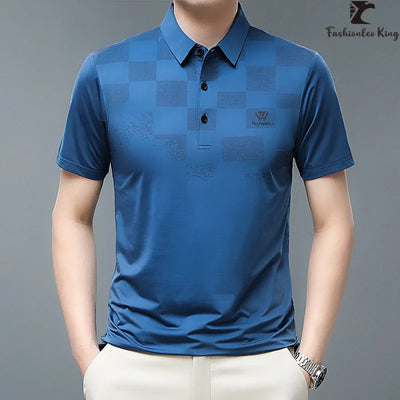 New Summer Stripe Polo Shirt Men's Short Sleeve T-shirt Business Polo Homme Tee Tops