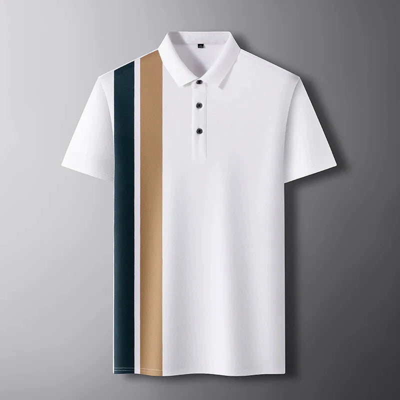 Summer Luxury Fashion Pure Cotton Striped Polo Shirt Men's Short Sleeve High end Comfortable Breathable Casual Paul T-shirt