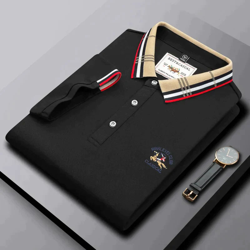 High-end brand embroidered POLO shirt Men's lapel 2023 summer new fashion short-sleeved T-shirt Business casual Paul men's wear
