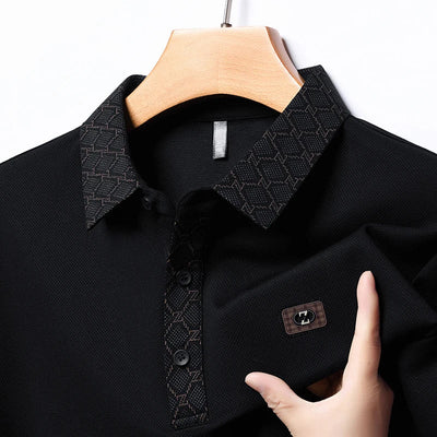 High Quality Luxury Brand Men's Polo Shirt Lapel Embroidered Badge Long Sleeved Korean Fashion Casual 2024 Spring Men's Clothing