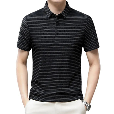 Ice Silk Mesh Breathable Loose Polo Shirts 2024 Summer Men Short-sleeved Lapel Tops Brand Elasticity T-shirts Ropa Free Shipping