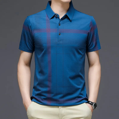 Men's Summer Short Sleeve Polo Shirt Loose Fit Casual Tee Top Turn-Down Collar T Shirt