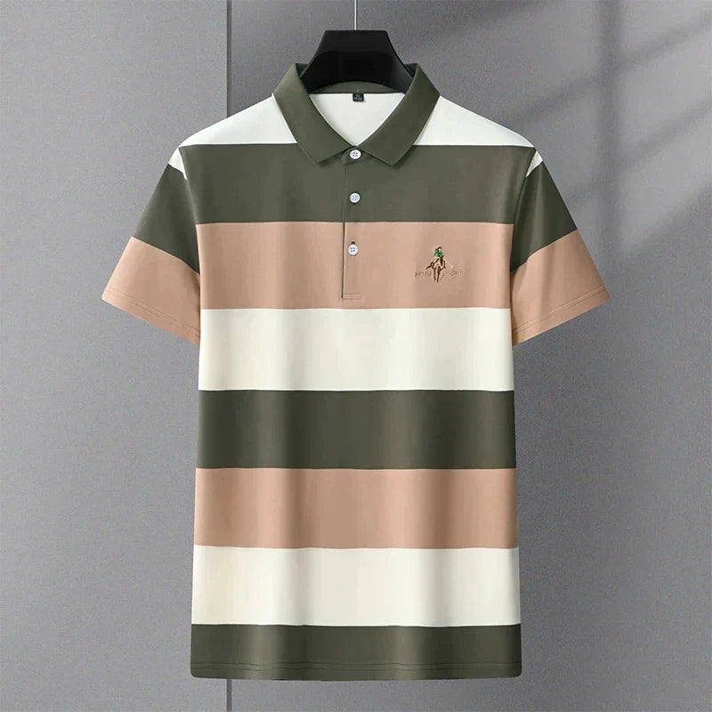 2023 Trend Contrast Stripe Embroidered Polo Shirt Men's Short Sleeve T-shirt Summer High end Cotton Paul Shirt Casual Men's Wear